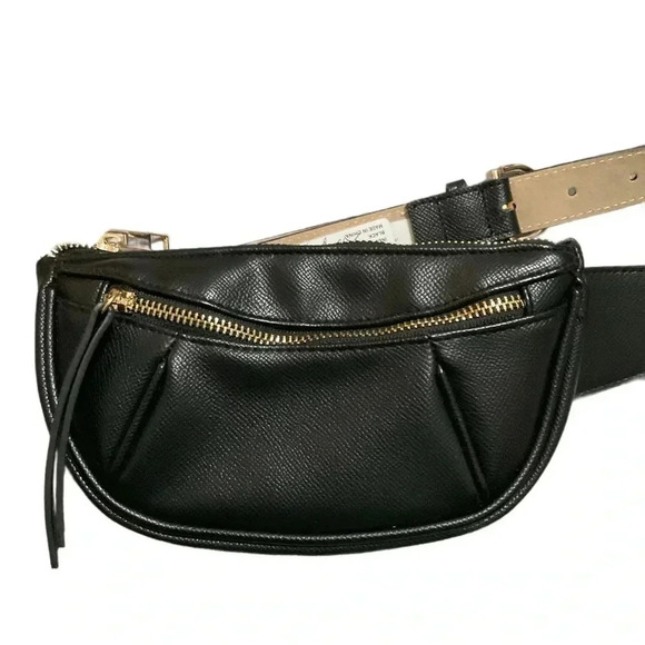 INC International Concepts Pebbled Belt Bag, Black, XL NWOT - Picture 1 of 5